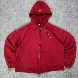 Y2K Starter burgundy streetwear casual minimal fleece jacket boxy fit mens L